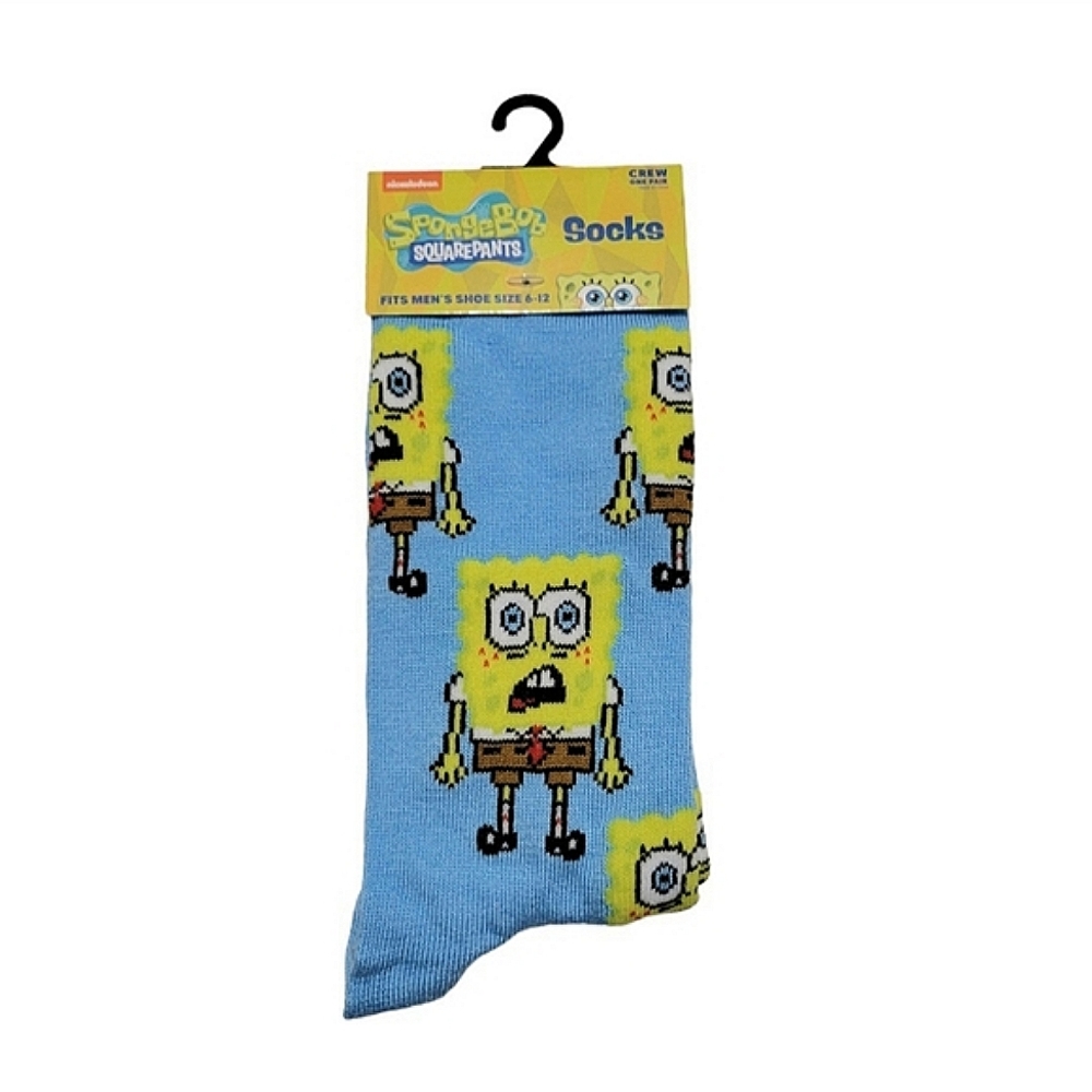 3/$20 Spongebob Squarepants Crew Crazy Socks Mens Womens Blue Unique Fun - Picture 2 of 5